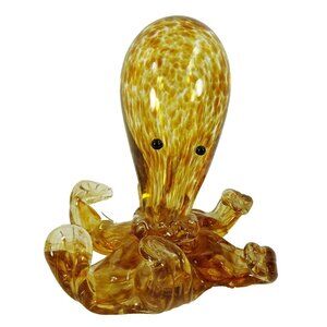 Octopus Paperweight Art Glass Brown Amber